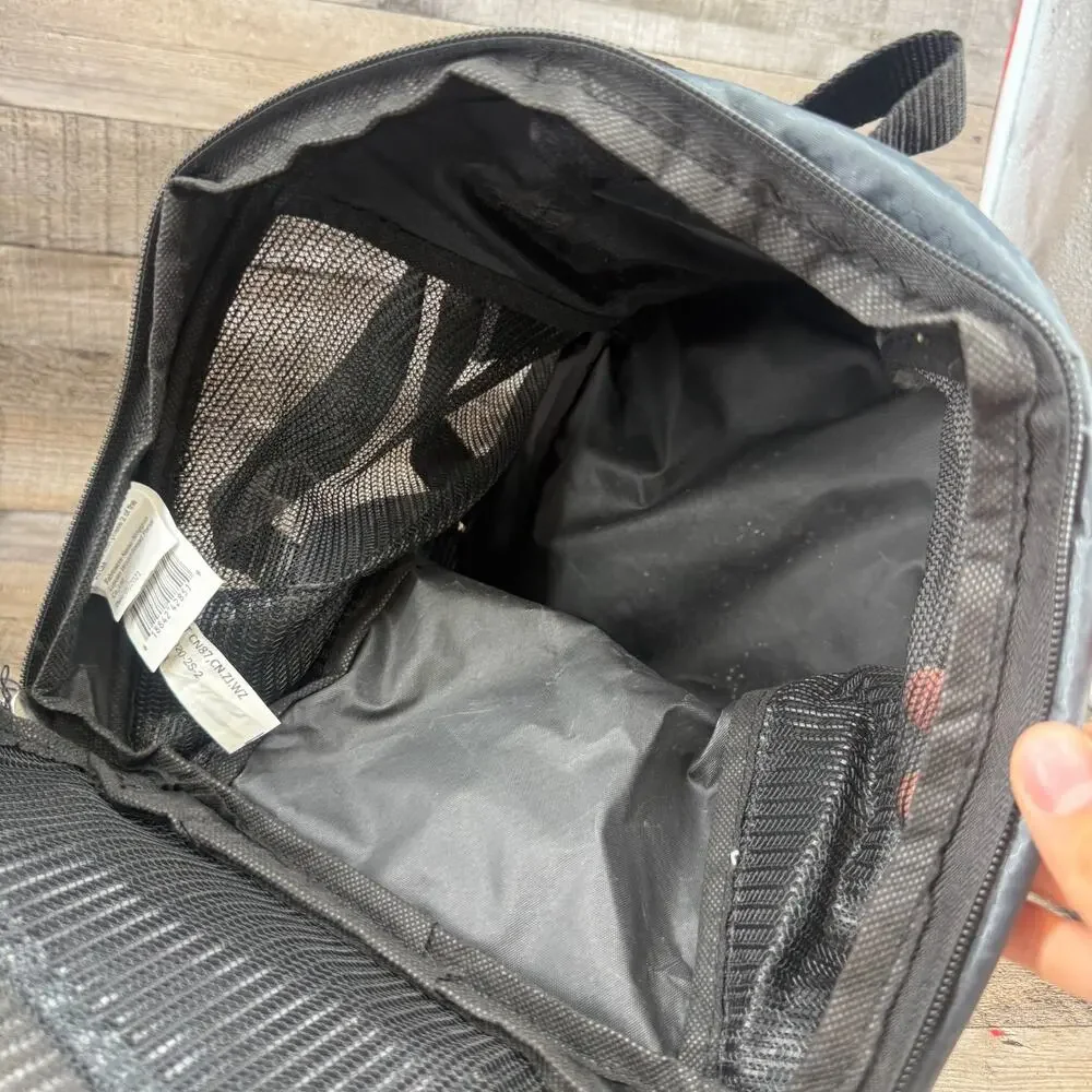 Pet Carrier Bag Shoulder Hand Strap Black Mesh Walls 12